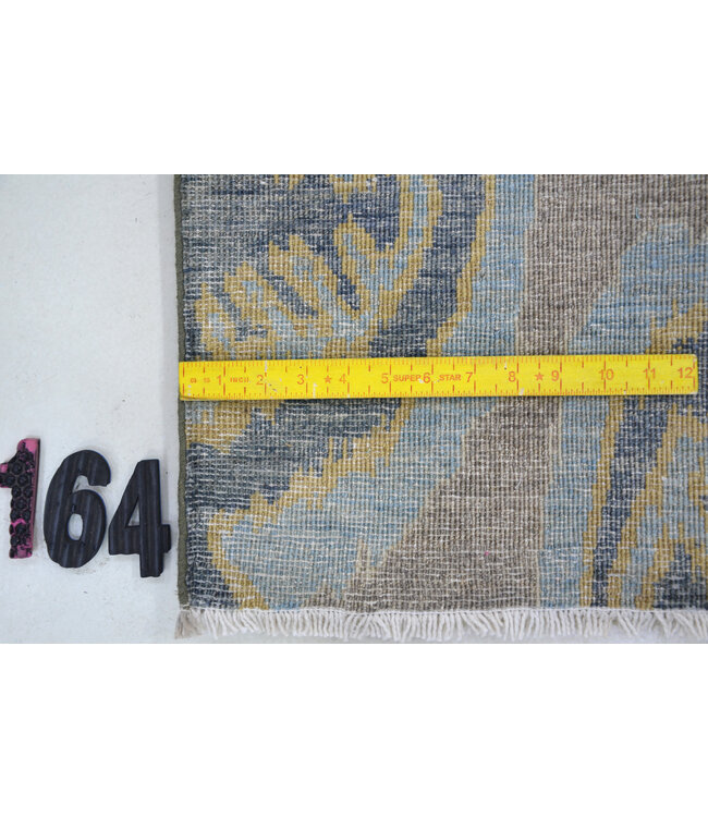 Modern Blauw Geel Tapijt met Ovale Motieven, 175 x 123 cm