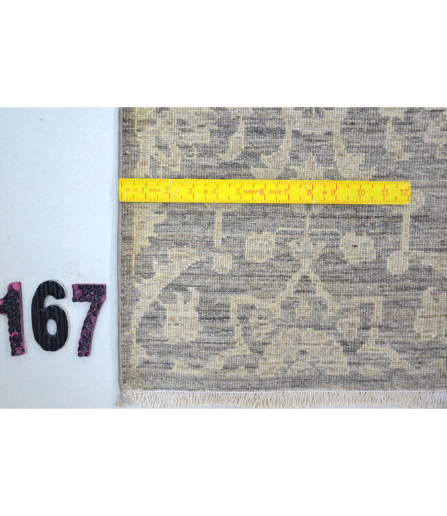 Grey Modern Runner Rug – Hand-knotted Wool – 404 x 117 cm