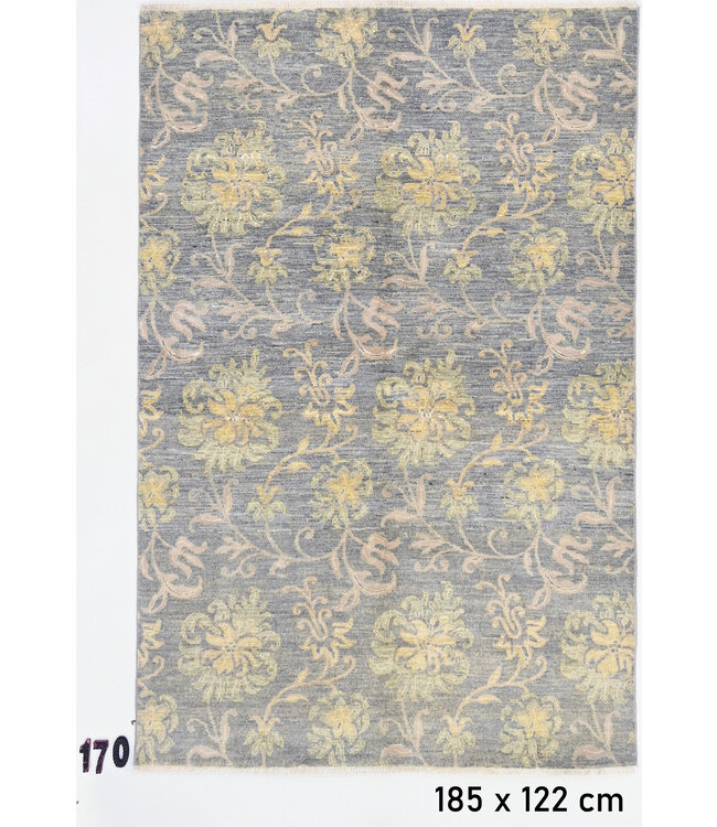 Grijs-geel Ziegler vloerkleed – handgeknoopt wollen tapijt – 185 x 122 cm