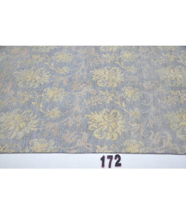 Grau-gelber Moderner Teppich – handgeknüpfter Wollteppich – 190 x 123 cm