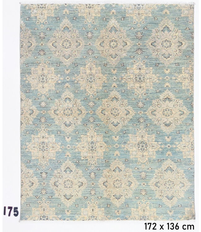 Blue-Beige Ziegler Rug – Hand-knotted Wool Carpet – 172 x 136 cm
