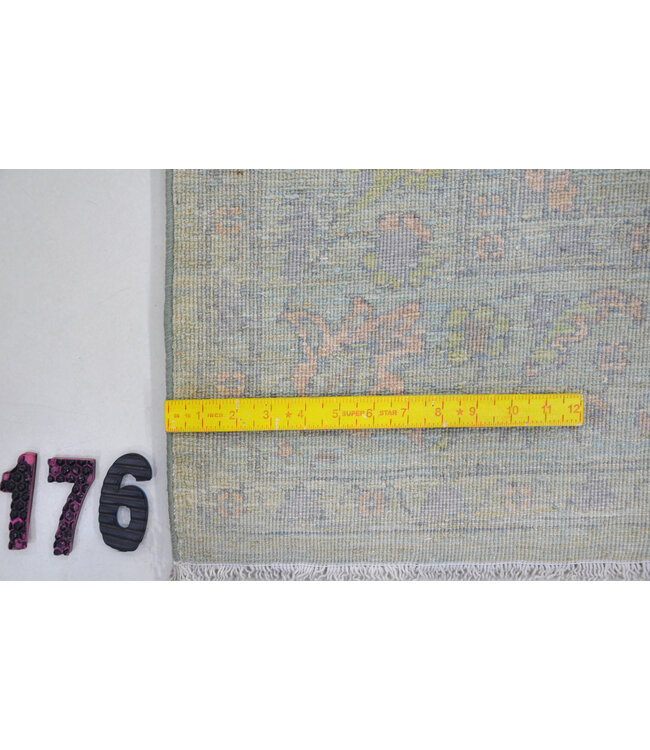 Hellgrüner Vintage Teppich – handgeknüpfter Wollteppich – 191 x 140 cm