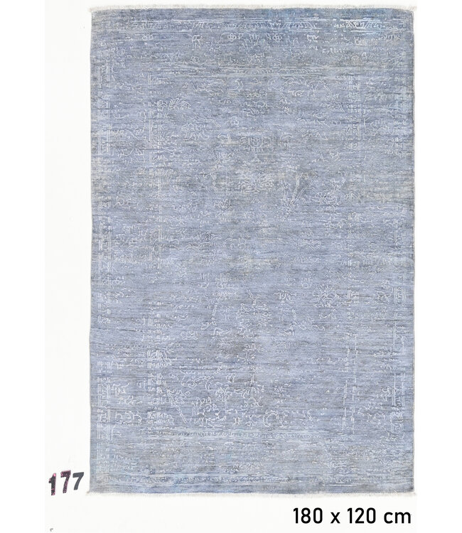 Light Blue Modern Rug – Hand-knotted Wool Carpet – 180 x 120 cm