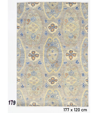 Grey-Blue Antique Oushak Rug – Hand-knotted Wool Carpet – 177 x 120 cm Grey-Blue Antique Oushak Rug – Hand-knotted Wool Carpet – 177 x 120 cm