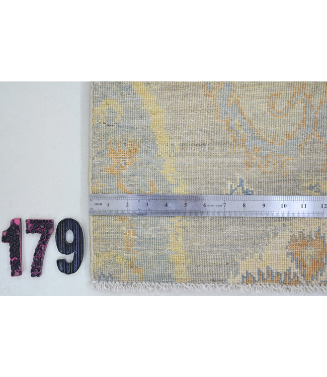 Grey-Blue Antique Oushak Rug – Hand-knotted Wool Carpet – 177 x 120 cm