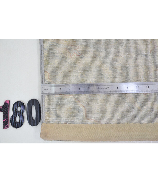 Grijsblauw Oushak vloerkleed – handgeknoopt wollen tapijt – 177 x 120 c