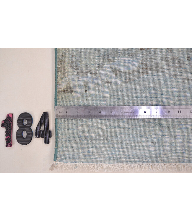 Lichtblauw Modern gestreept vloerkleed – handgeknoopt wollen tapijt – 240 x 164 cm