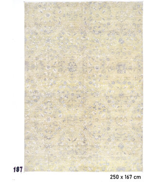 Hellgelber Vintage Oushak Teppich – handgeknüpfter Wollteppich – 250 x 167 cm