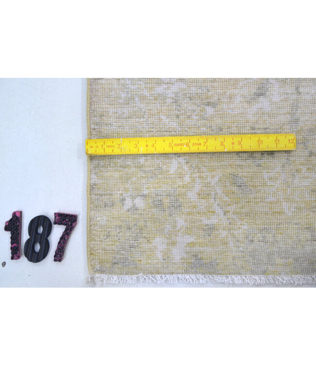 Hellgelber Vintage Oushak Teppich – handgeknüpfter Wollteppich – 250 x 167 cm