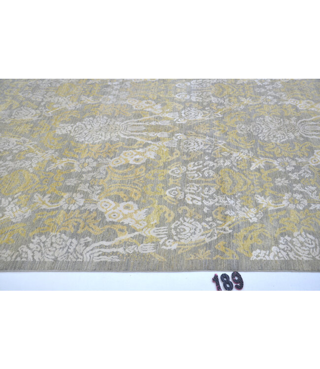Grey Gold Vintage Rug – Hand-knotted Wool Carpet – 241 x 189 cm