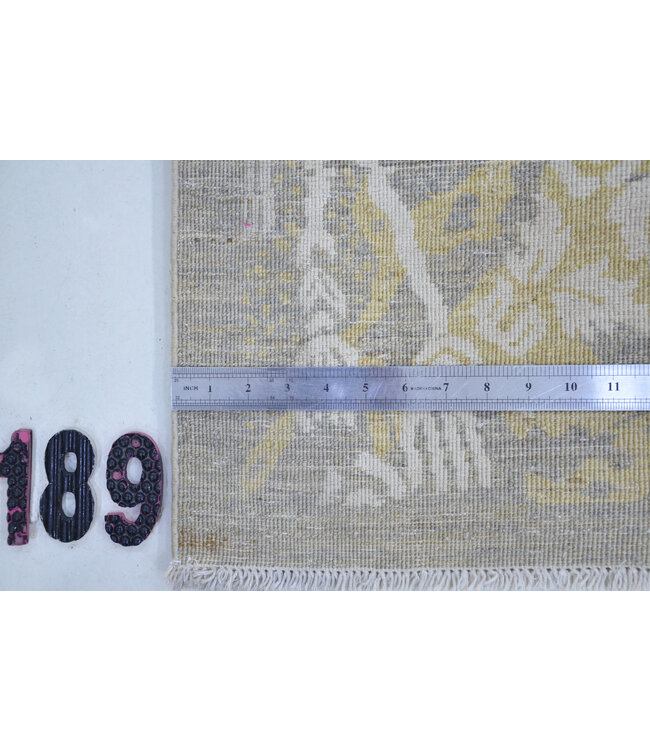 Grijs Goud Vintage vloerkleed – handgeknoopt wollen tapijt – 241 x 189 cm