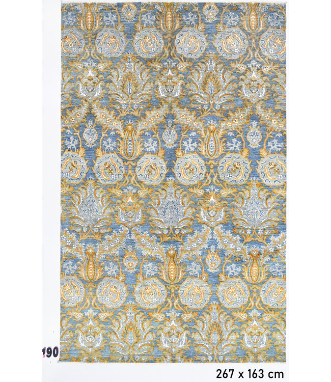 Blue Gold Ziegler Rug – Hand-knotted Wool Carpet – 267 x 163 cm