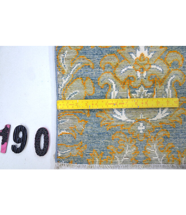 Blau Gold Ziegler Teppich – handgeknüpfter Wollteppich – 267 x 163 cm