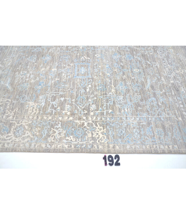 Grau-blauer Moderner Teppich – handgeknüpfter Wollteppich – 236 x 166 cm