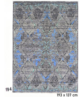 Grey-Blue Modern Rug – Hand-knotted Wool Carpet – 193 x 137 cm Grey-Blue Modern Rug – Hand-knotted Wool Carpet – 193 x 137 cm