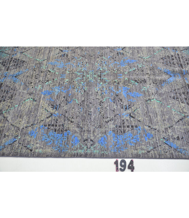 Grey-Blue Modern Rug – Hand-knotted Wool Carpet – 193 x 137 cm