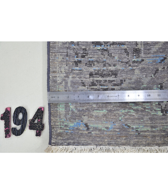 Grijs-blauw Modern vloerkleed – handgeknoopt wollen tapijt – 193 x 137 cm