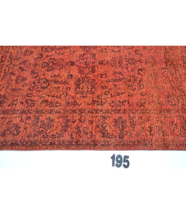 Dieprood Vintage vloerkleed – handgeknoopt wollen tapijt – 198 x 146 cm