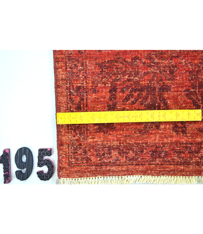 Dieprood Vintage vloerkleed – handgeknoopt wollen tapijt – 198 x 146 cm