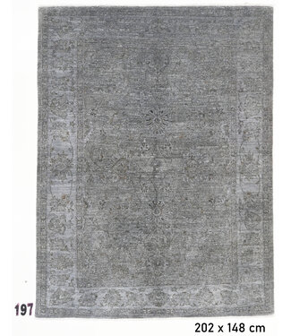 Grauer Vintage Teppich – handgeknüpfter Wollteppich – 202 x 148 cm