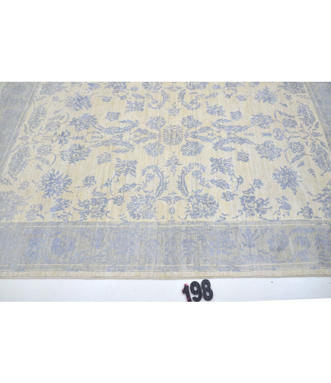 Lichtblauw Beige Ziegler vloerkleed – handgeknoopt wollen tapijt – 202 x 141 cm