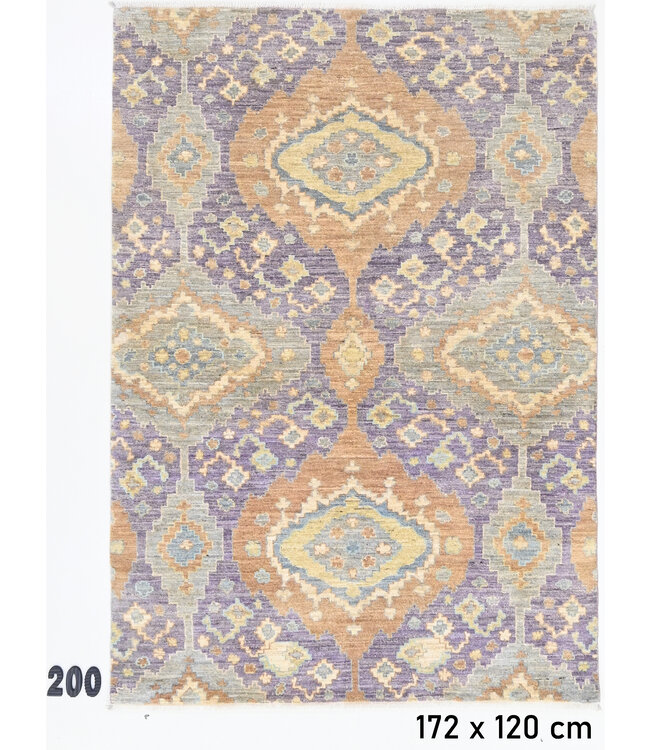 Lila Beige Ziegler Teppich – handgeknüpfter Wollteppich – 172 x 120 cm