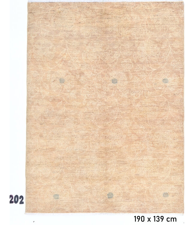Lichtbeige Modern vloerkleed – handgeknoopt wollen tapijt – 190 x 139 cm
