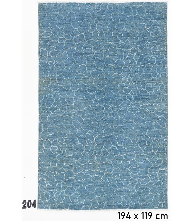 Blue Modern Rug – Hand-knotted Wool Carpet – 194 x 119 cm