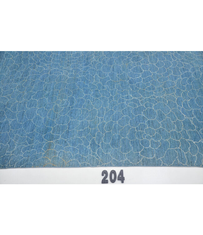 Blauw Modern vloerkleed – handgeknoopt wollen tapijt – 194 x 119 cm