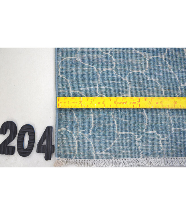 Blauw Modern vloerkleed – handgeknoopt wollen tapijt – 194 x 119 cm