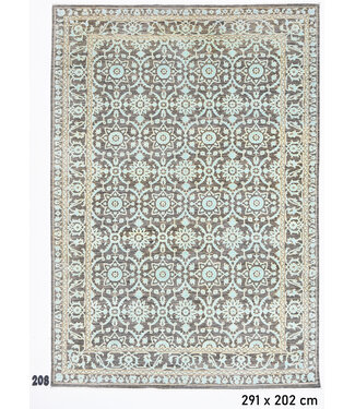 Grau-Blauer Ziegler Teppich 291x202cm - Handgeknüpft Wolle