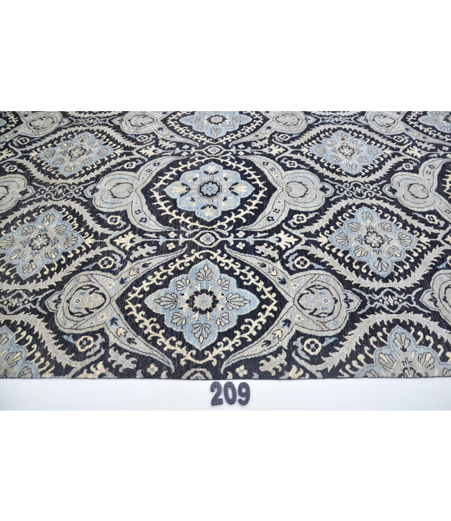 Schwarz-Grauer Moderner Teppich 276x180cm - Handgeknüpft Wolle