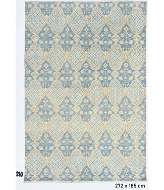 Hellblau-Beiges Ziegler Teppich 272x185cm - Handgeknüpft Wolle