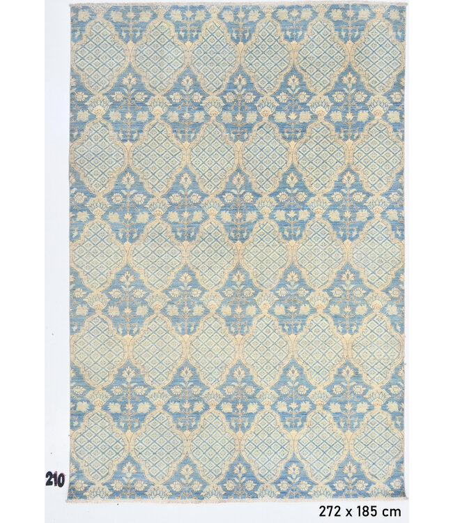 Hellblau-Beiges Ziegler Teppich 272x185cm - Handgeknüpft Wolle