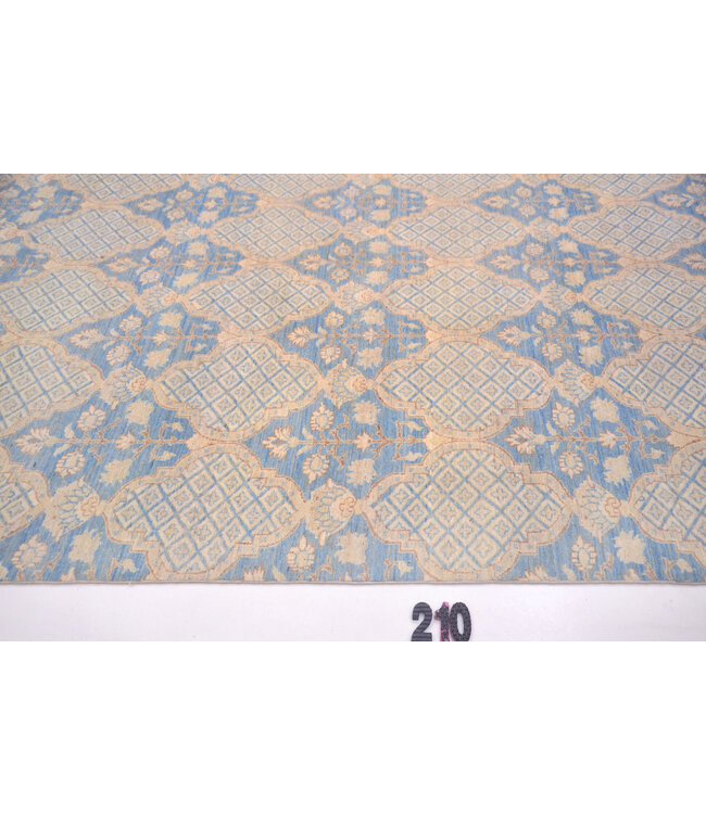 Hellblau-Beiges Ziegler Teppich 272x185cm - Handgeknüpft Wolle