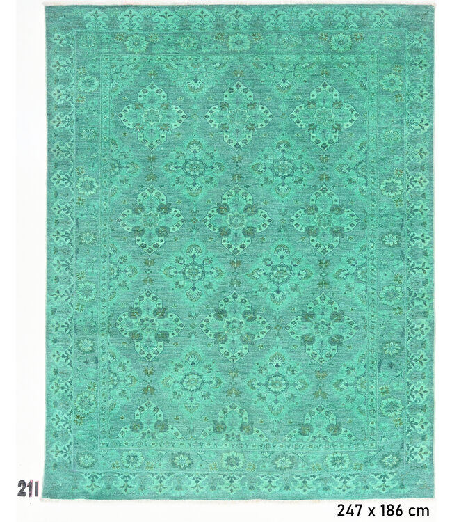 Green Ziegler Rug 247x186cm - Hand-Knotted Wool