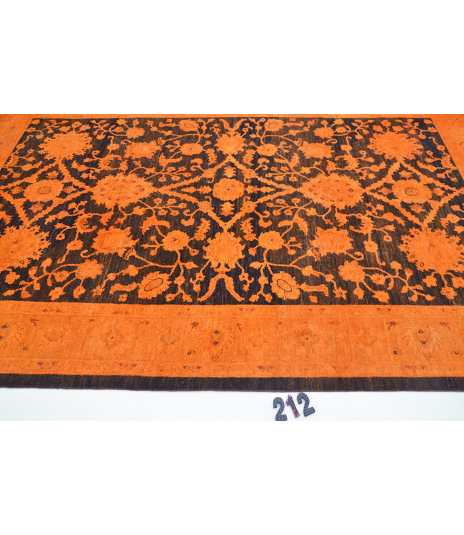 Orange-Schwarzer Ziegler Teppich 298x196cm - Handgeknüpft Wolle