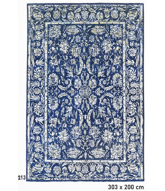 Blue-White Ziegler Rug 303x200cm - Hand-Knotted Wool