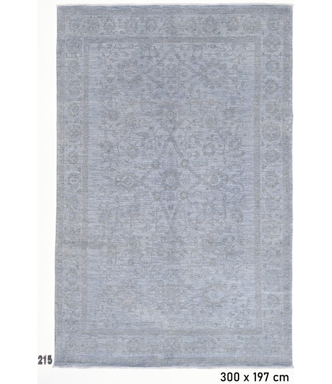 Hellblauer Ziegler Teppich 300x197cm - Handgeknüpft Wolle