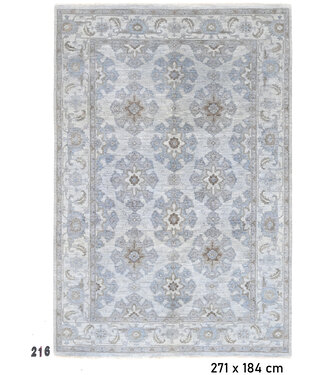 Lichtgrijs-Blauw Ziegler Vloerkleed 271x184cm - Handgeknoopt Wol Lichtgrijs-Blauw Ziegler Vloerkleed 271x184cm - Handgeknoopt Wol