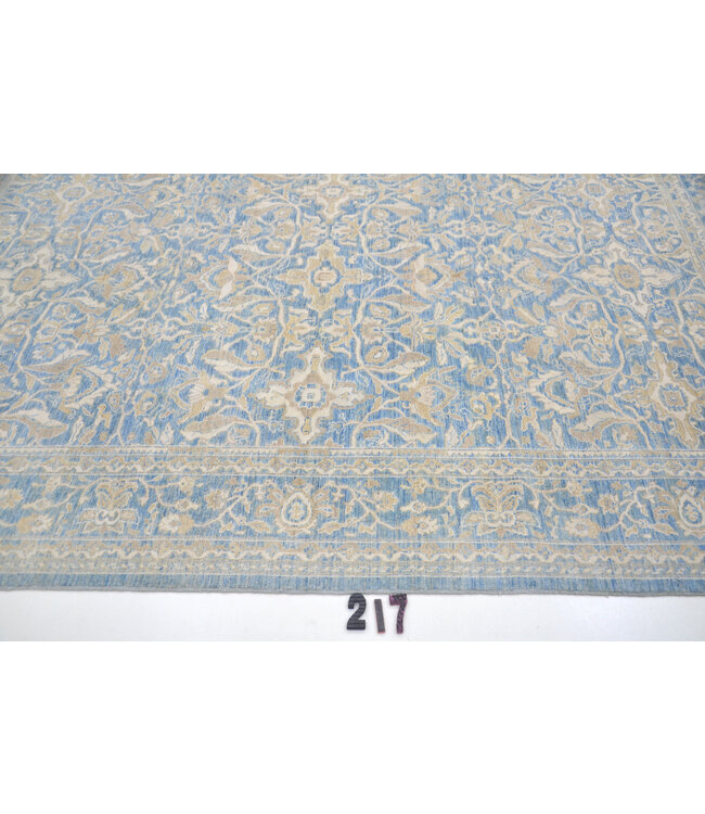 Blauw Beige Ziegler Tapijt 291x198cm - Handgeknoopt Wol