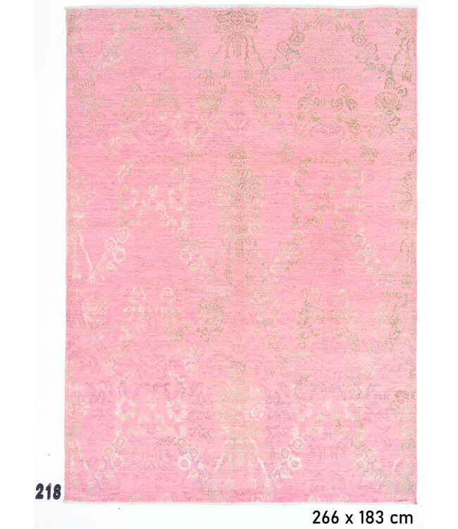 Pink Beige Modern Rug 266x183cm - Hand-knotted Wool