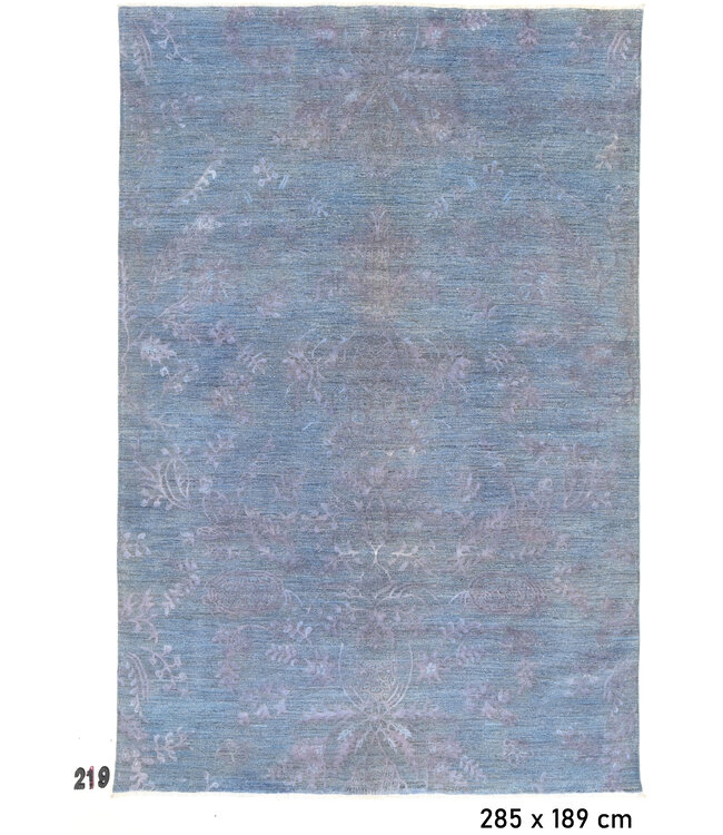Blauw Paars Modern Tapijt 285x189cm - Handgeknoopt Wol