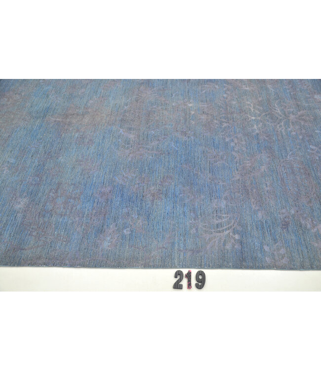 Blau Lila Moderner Teppich 285x189cm - Handgeknüpft Wolle