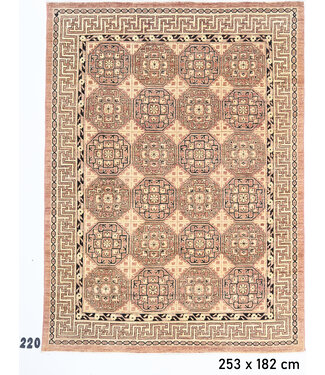 Beige Braun Kazak Teppich 253x182cm - Handgeknüpft Wolle