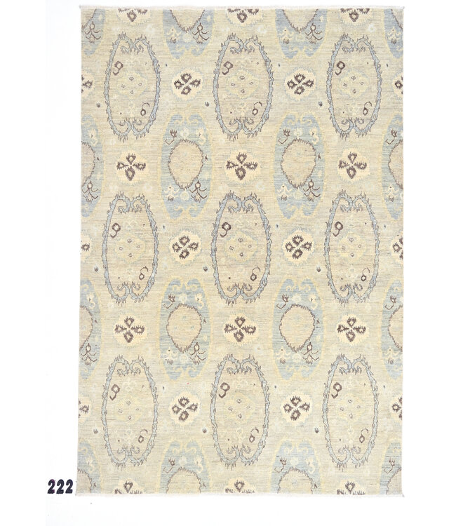 Beige Blue Gabbeh Rug 266x180cm - Hand-knotted Wool