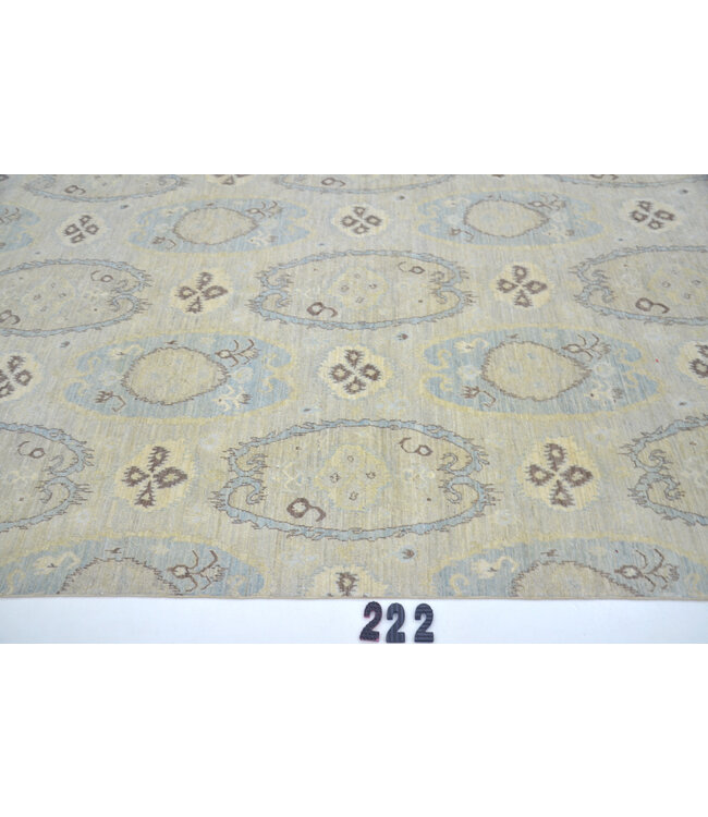 Beige Blauw Gabbeh Tapijt 266x180cm - Handgeknoopt Wol