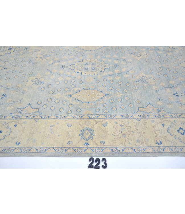 Light Blue Beige Ziegler Rug 298x197cm - Hand-knotted Wool
