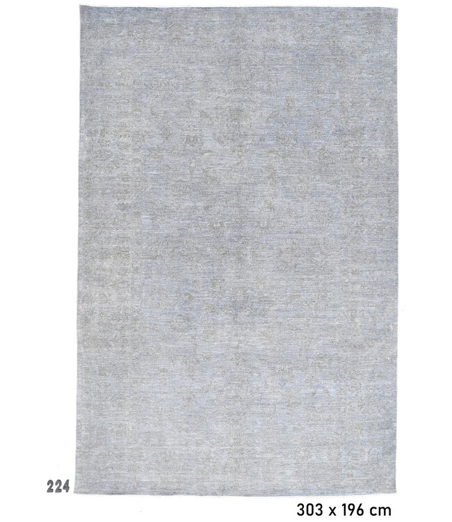 Light Grey Light Blue Modern Rug 303x196cm - Hand-knotted Wool