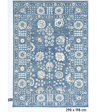 Blau Creme Ziegler Teppich 290x198cm - Handgeknüpft Wolle